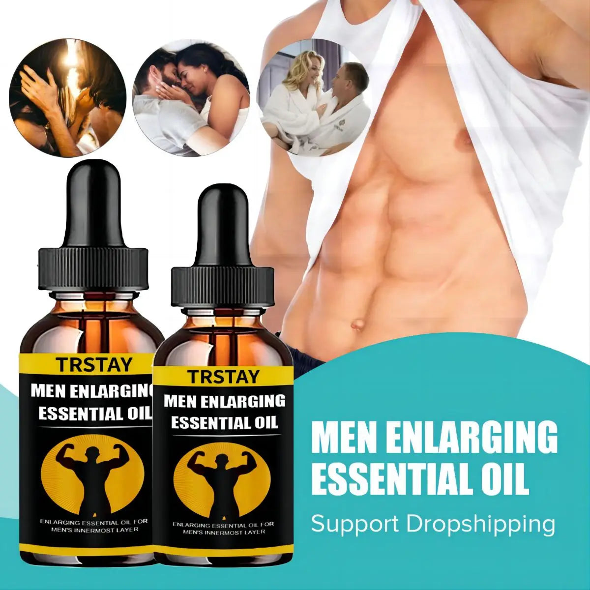 TRSTAY Men's Energizing Massage Oil – Strength & Endurance