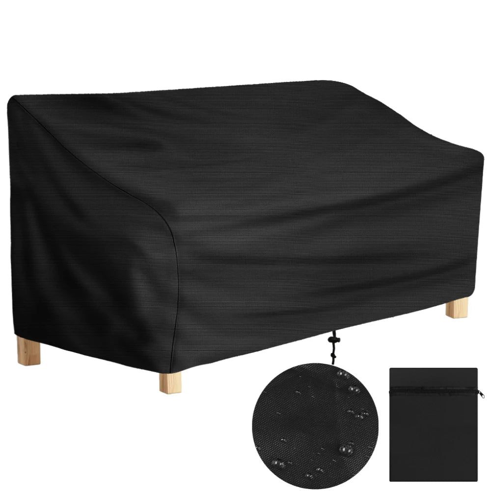 Waterproof Garden Bench Cover 162x66x66x89CM 3 Seater Heavy Duty Oxford Fabric Bench Covers for Bench Seat Love Seat Patio Couch Peaceful Pleasures Health and Wellness Normal Black 162x66x66x89CM