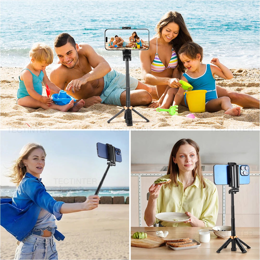 Foldable Selfie Stick Tripod for Phone Portable Extendable Stand with Wireless Remote Mini Multi-Function Tripod For IOS/Android Peaceful Pleasures Health and Wellness