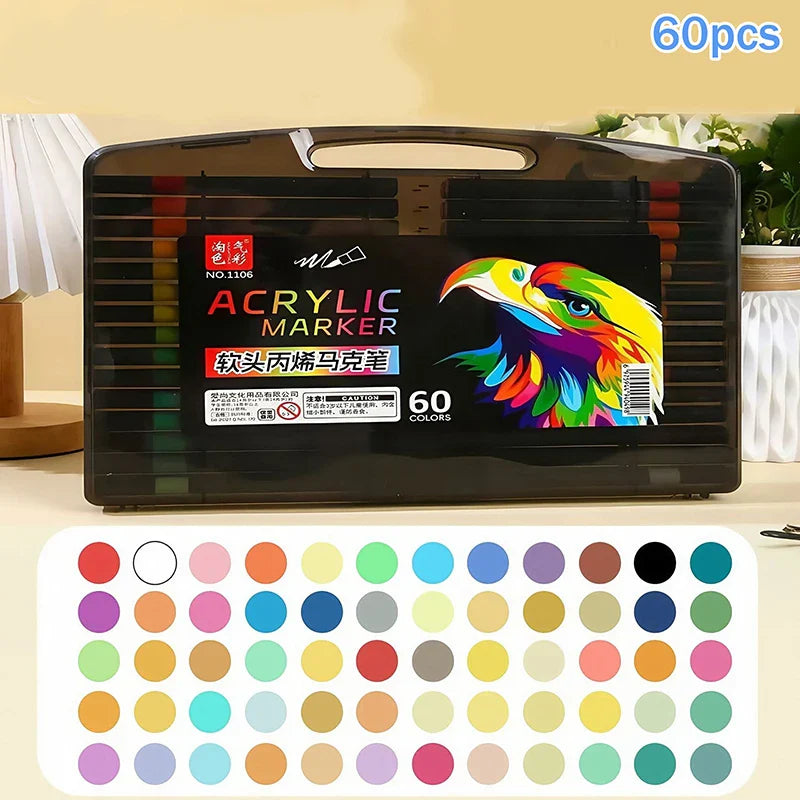 Acrylic Marker Pens 12–80 Colors | Waterproof Opaque Art Set