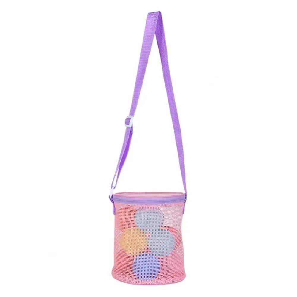 Shelling Collecting Tools Beach Mesh Bag Extra-Large Adjustable Straps Beach Storage Bags Shell Collecting Bag Pool Storage Peaceful Pleasures Health and Wellness Pink Purple