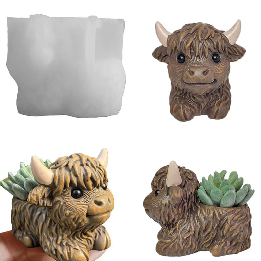Candle Wax Molds 3D Highland Cow Silicone Mold Farm Animal Casting Craft Decorative Ornament for Home Travel Daily Classroom Peaceful Pleasures Health and Wellness
