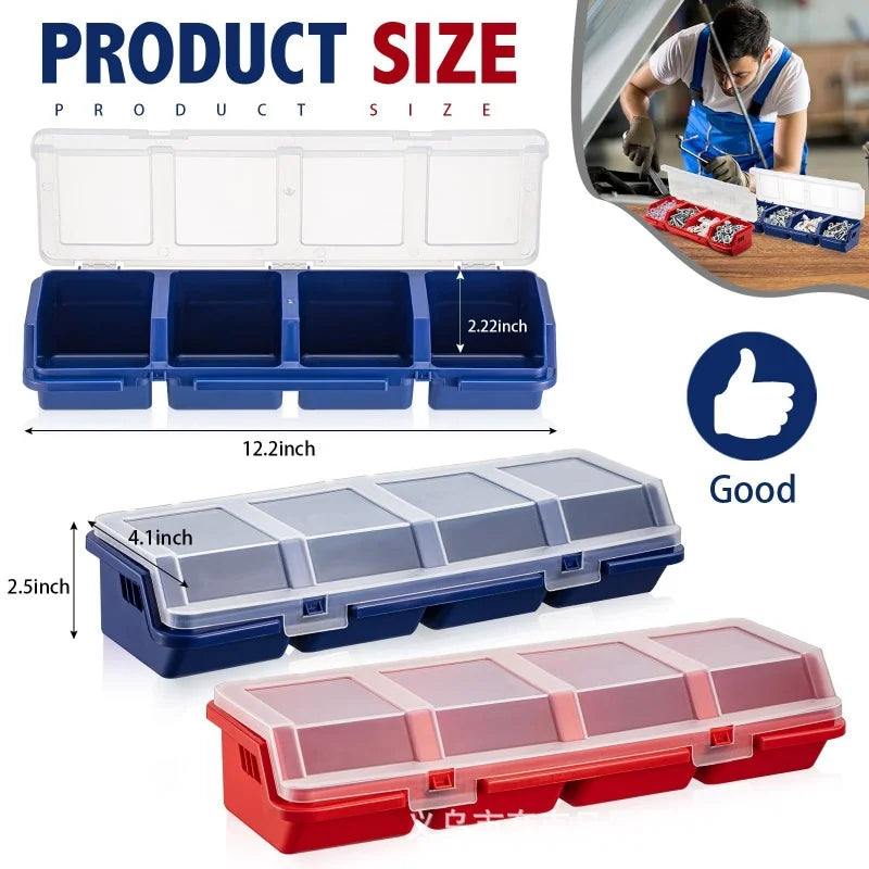 Multi-Compartment Plastic Parts Storage Box with Clear Lid