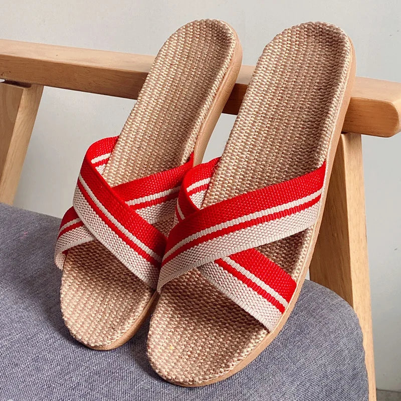 JPNTKY Men's Linen Beach Flip Flops & Indoor Slippers