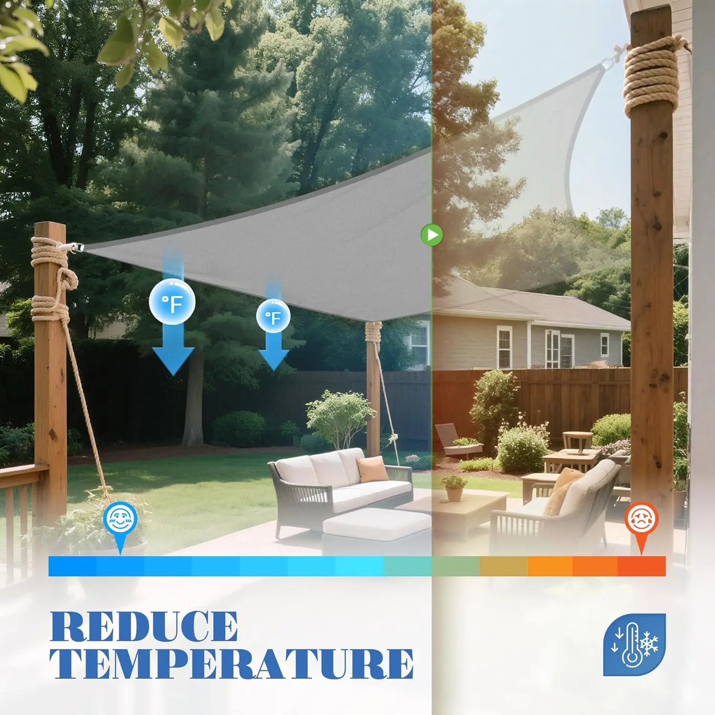 Rectangle Sun Shade Sail 98% UV Block Waterproof Outdoor Canopy