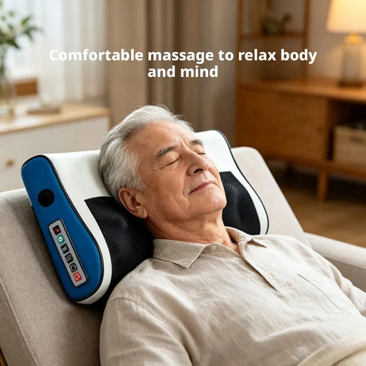 Multifunctional Massage Pillow 6 Keys 3-Gear Adjustable Neck Back Waist Massager Intelligent Kneading Home Massage Device Peaceful Pleasures Health and Wellness