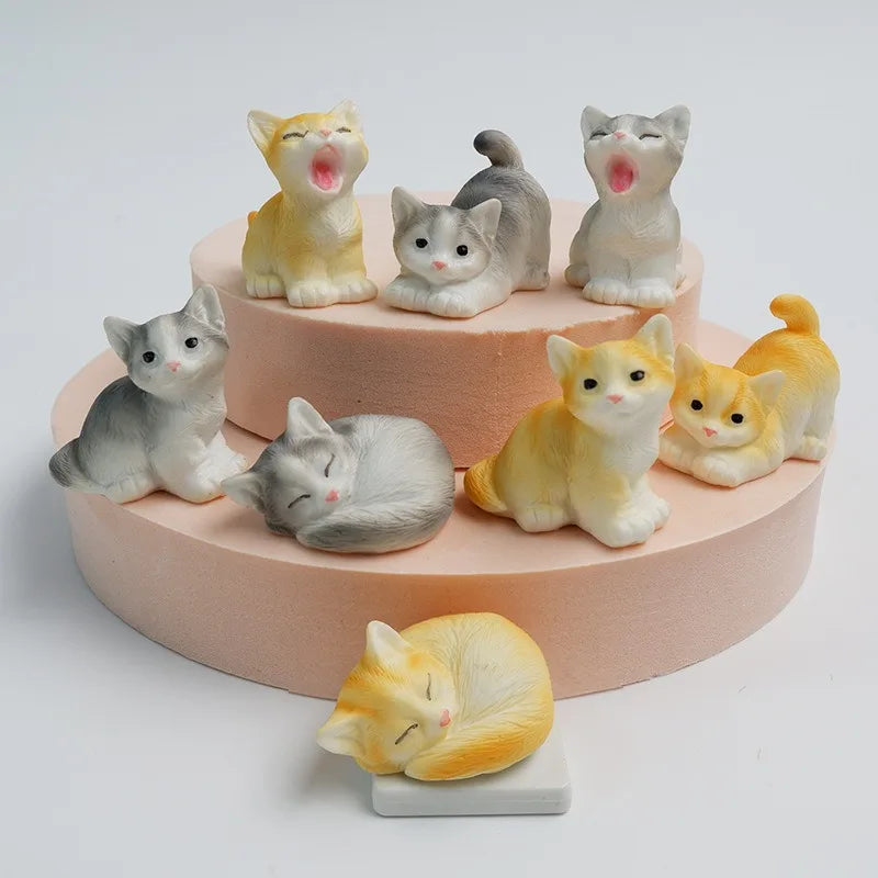 1PC Animal Miniature Fairy Garden Doll House Decoration DIY Micro Landscape Resin Cat Ornament Kitten Figurine Home Decor Peaceful Pleasures Health and Wellness