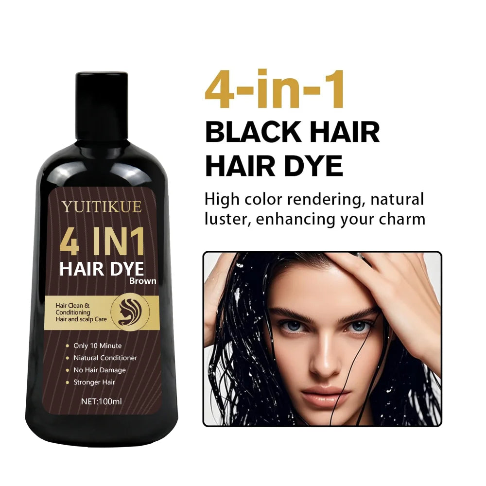 Brown hair dye, quick coloring without damaging hair, dye and care integrated, natural hair care ingredients, strong and shiny. Peaceful Pleasures Health and Wellness
