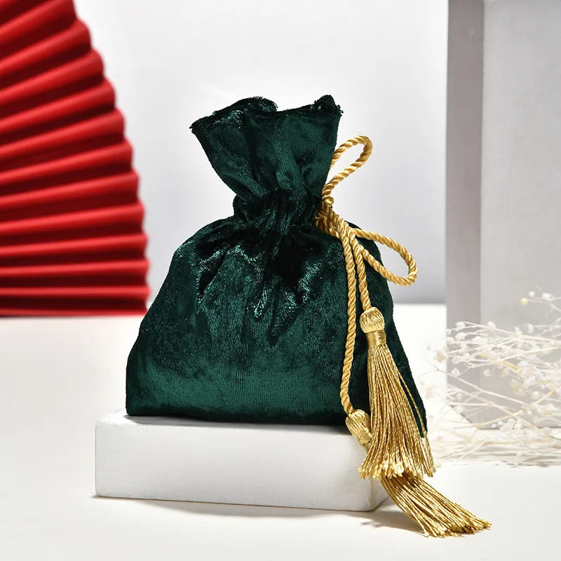 Velvet Drawstring Tassel Gift Bag | Wedding & Party Candy Pouch