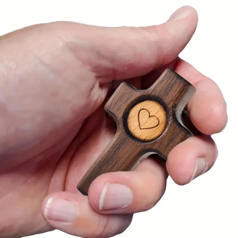 Wooden Handheld Prayer Cross | Fidget & Stress Relief Gift