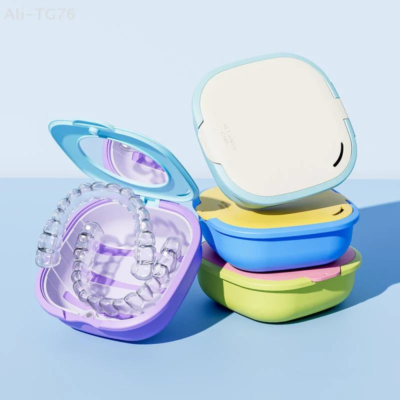 Retainer Case with Drain Basket & Mirror | Portable Dental Box