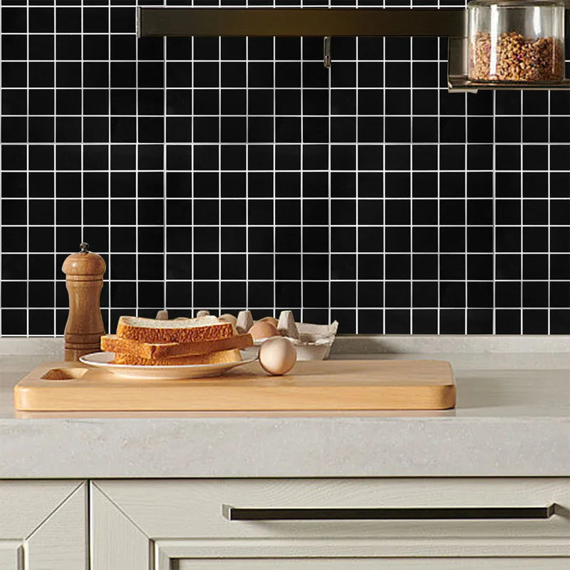 Black Grid Peel & Stick Wallpaper – Waterproof PVC 40cm Roll