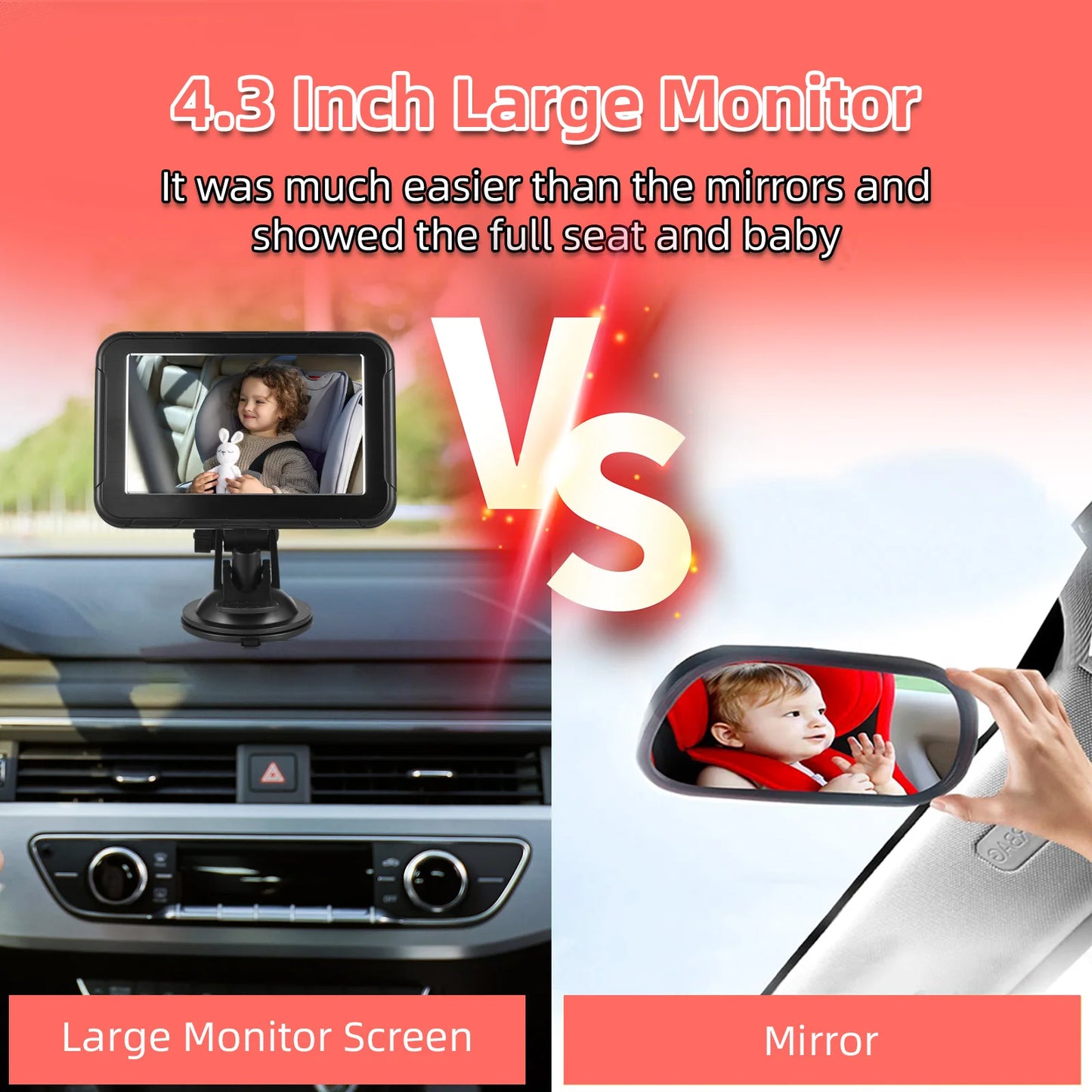 1080P Baby Car Camera – 5" Monitor, Night Vision, 360° View