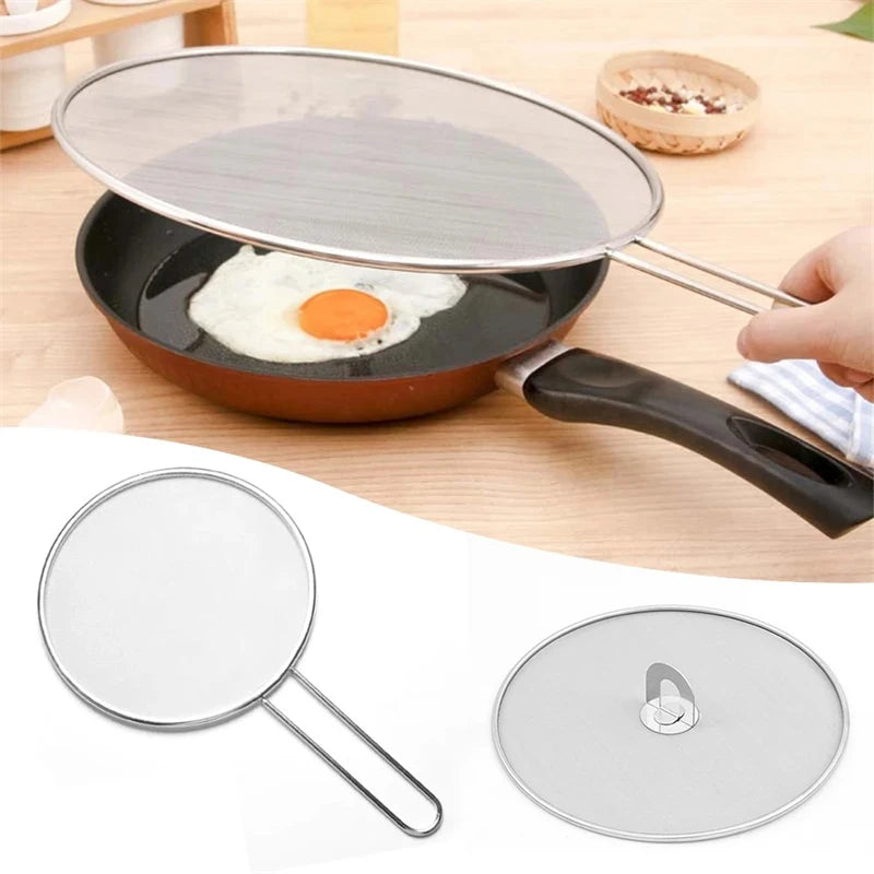 Stainless Steel Oil Proof Mesh Cooking Anti Splatter Split Guard Splatter Proof Oil Cover Mesh Pot Lid Cooking Kitchen Gadget Peaceful Pleasures Health and Wellness