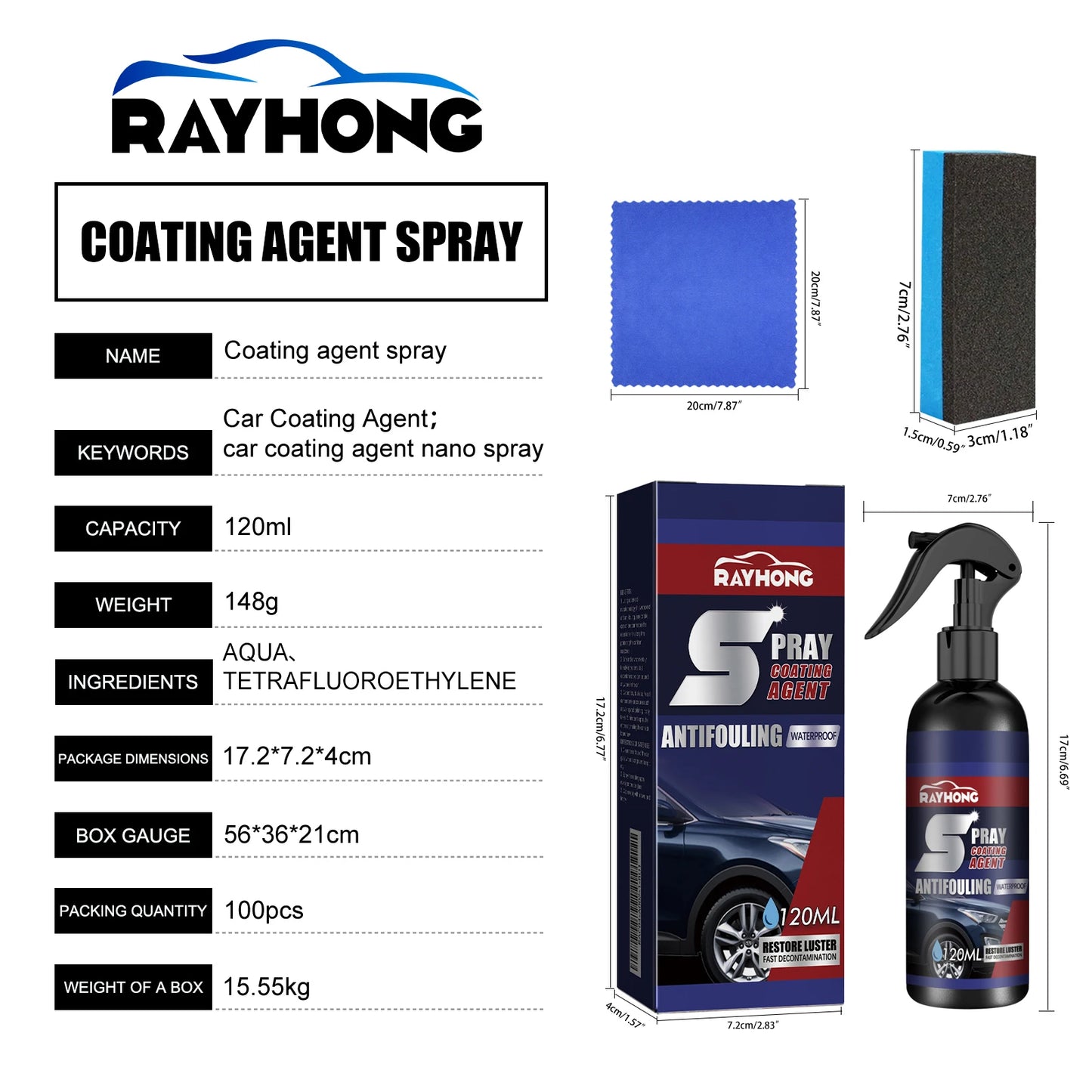 Rayhong Nano Car Coating Spray – Paint Cure, Shine & Protection