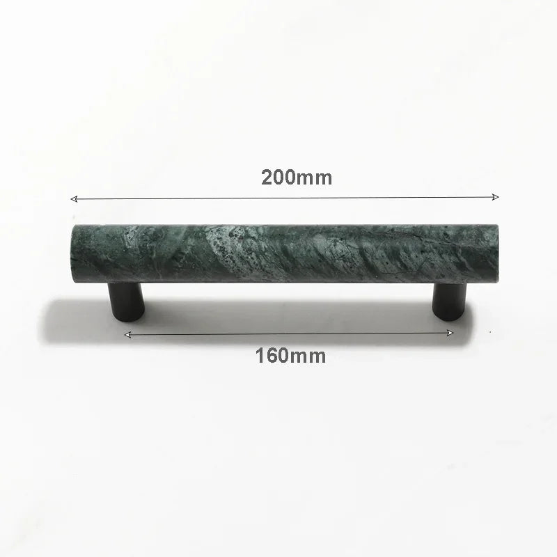 Green Marble & Black Brass Cabinet Drawer Pull Handle Knob