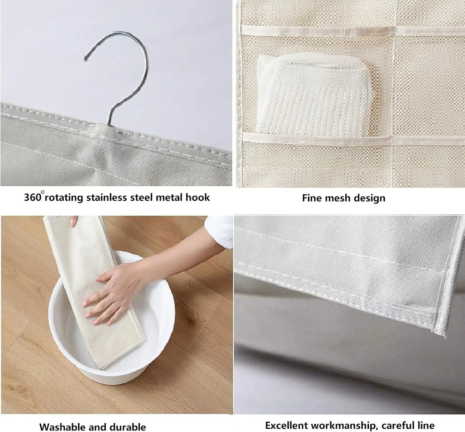 Dual-Sided Hanging Closet Organizer – 30 Mesh Pockets, Rotating Hook Peaceful Pleasures Health and Wellness