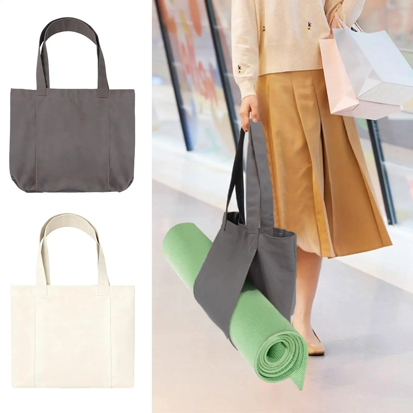 Canvas Yoga Mat Bag | Adjustable Strap Tote for Gym & Travel
