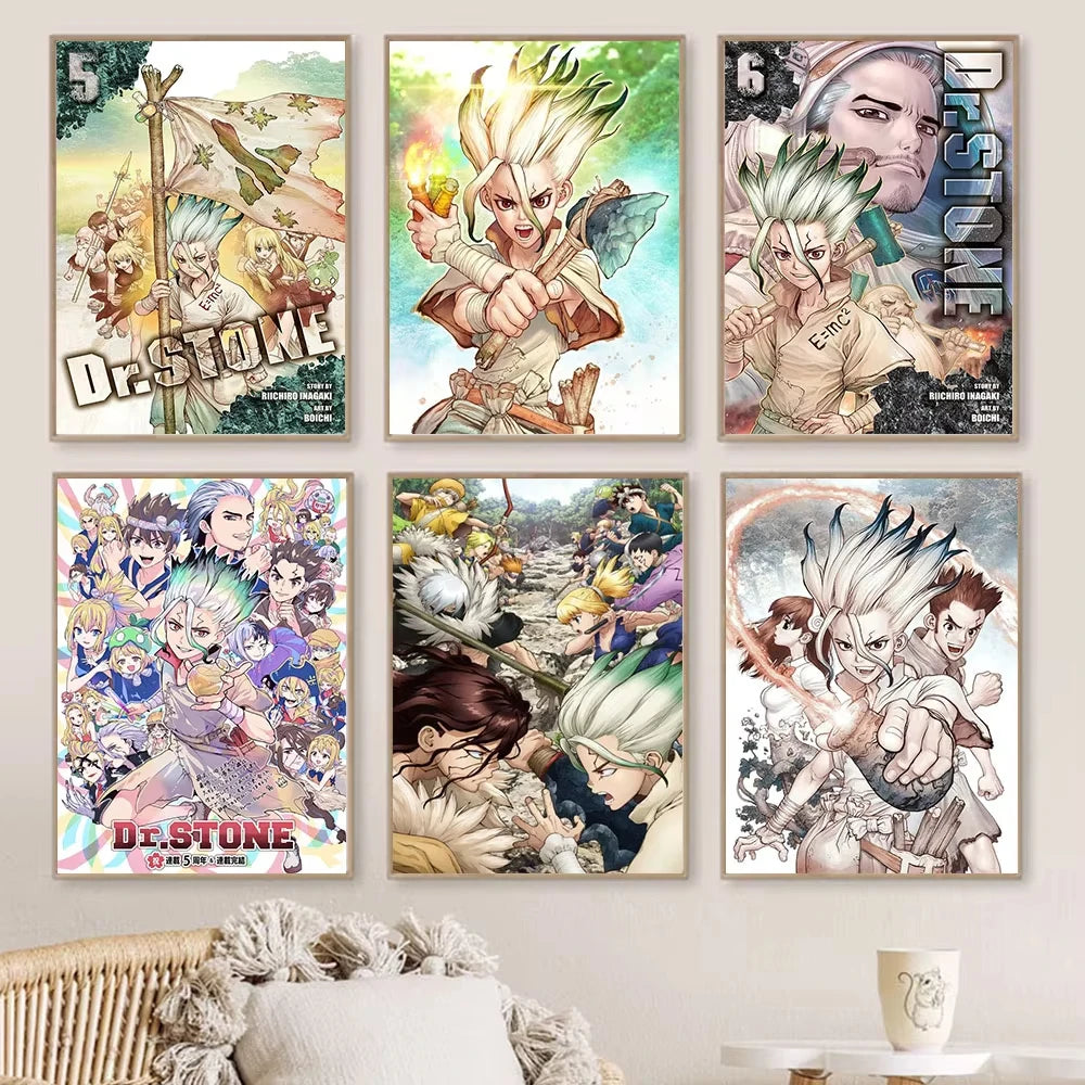 Dr. Stone Anime Canvas Wall Art Poster | Retro Graffiti Fan Gift