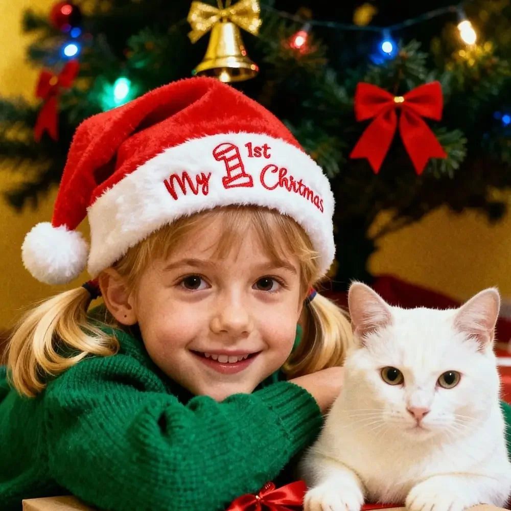 Christmas Hat & Sock Gift Set – Plush Xmas Cap & Stocking