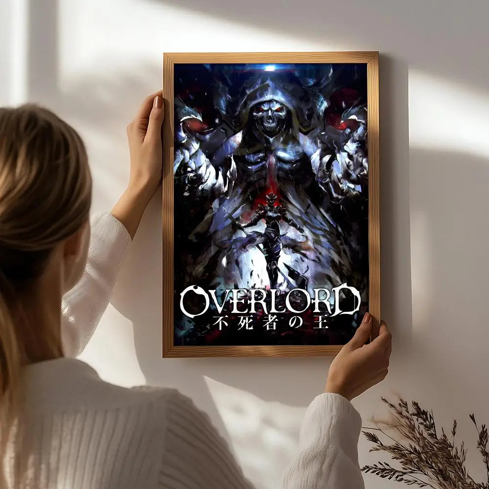 Anime O-OVERLORD Poster HD Self Adhesive Waterproof Wall Art Ideal for Home Office Dorm Bedroom Great Gift Peaceful Pleasures Health and Wellness White3 40X50cmNoframe