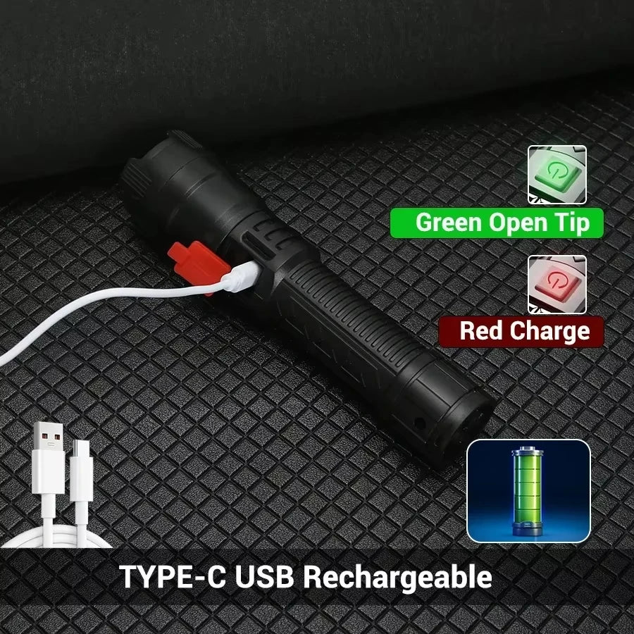 2000LM Rechargeable LED Tactical Flashlight | Zoom Torch