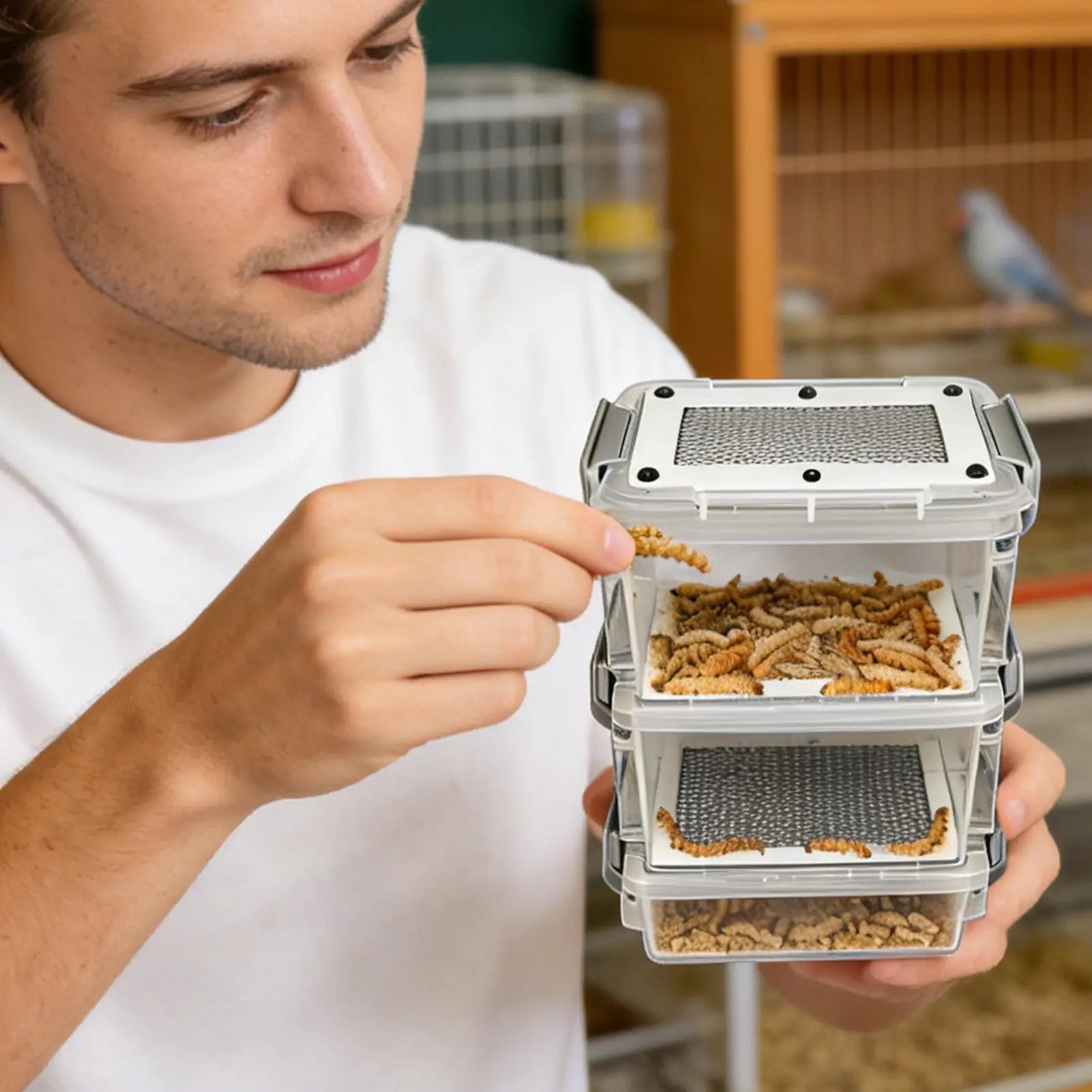 3-Layer Mealworm Breeding Kit Silkworm Feeder Bin Corn Worm Breeder Box for Pet Parents Animal Lovers Keepers Breeders Hobbyists Peaceful Pleasures Health and Wellness