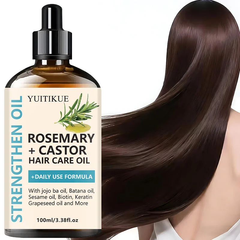 YUITIKUE Rosemary + Castor Hair Care Oil | Strengthening Daily Use Formula | With Jojoba, Batana Oil & Biotin For Healthy Hair Peaceful Pleasures Health and Wellness