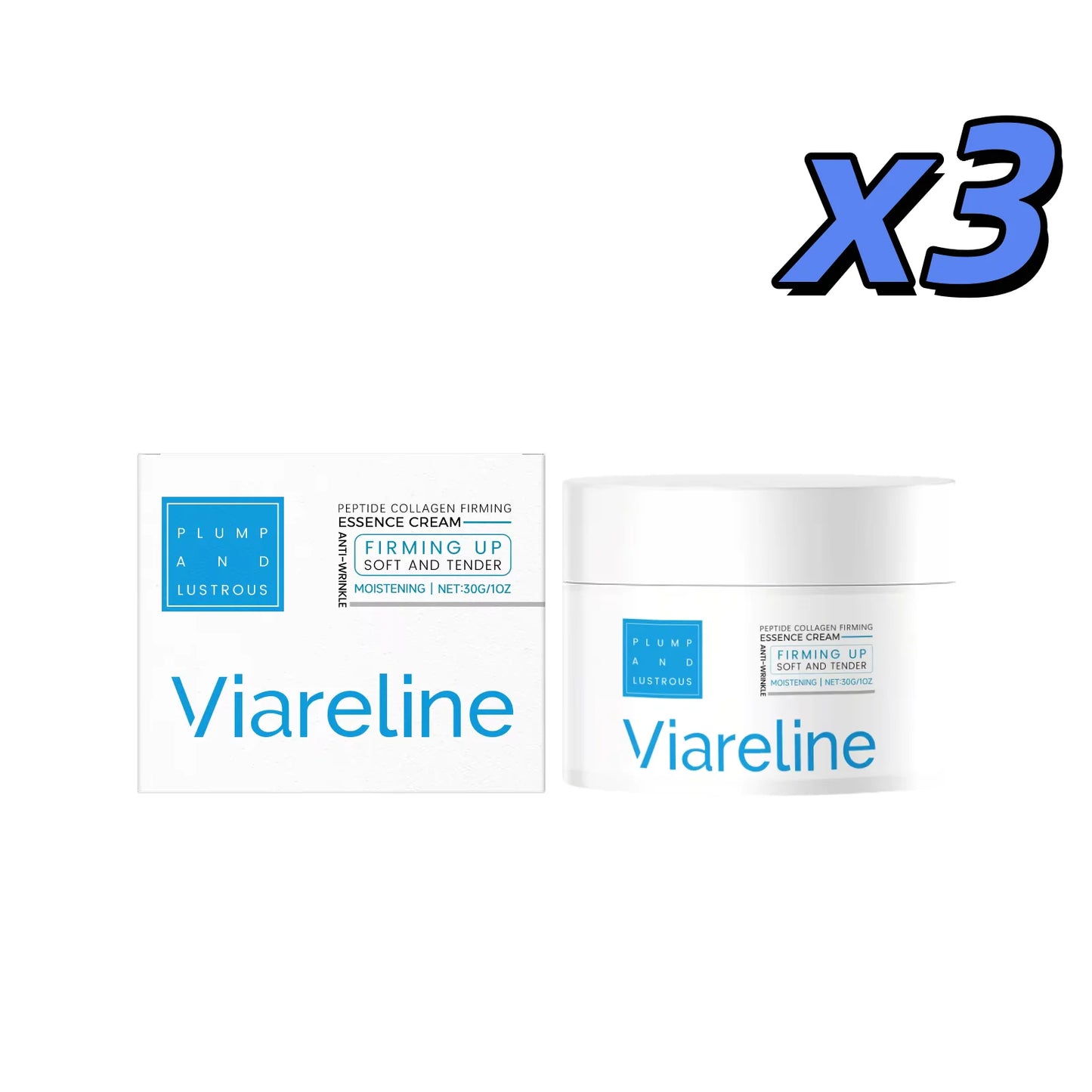 Peptide Collagen Firming Essence Cream Moisturizing Fade Fine Lines Rejuvenating Stabilizing Repairing Smoothing Wrinkle Cream Peaceful Pleasures Health and Wellness 3 x 30g boxed