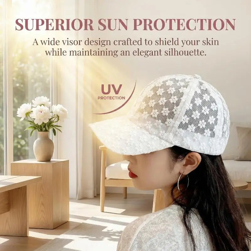 Women's Lace Floral Baseball Cap – Breathable Adjustable Sun Hat