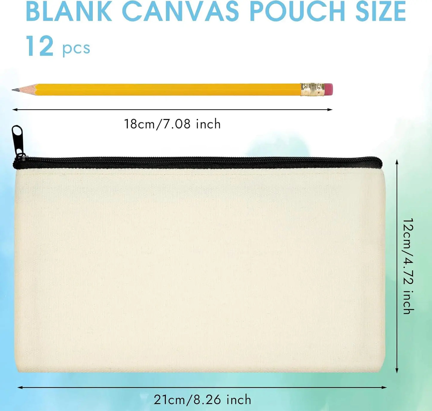 12-Pack Blank Canvas Zipper Bags – DIY Pencil & Makeup Pouches