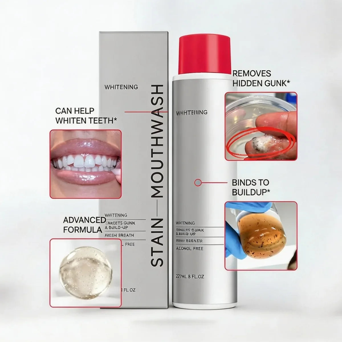 Alcohol-Free Whitening Mouthwash – Stain & Plaque Remover 237ml