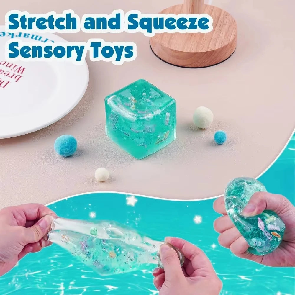 Ocean Squishy Stress Ball Cube | Slow Rise Sensory Fidget Toy