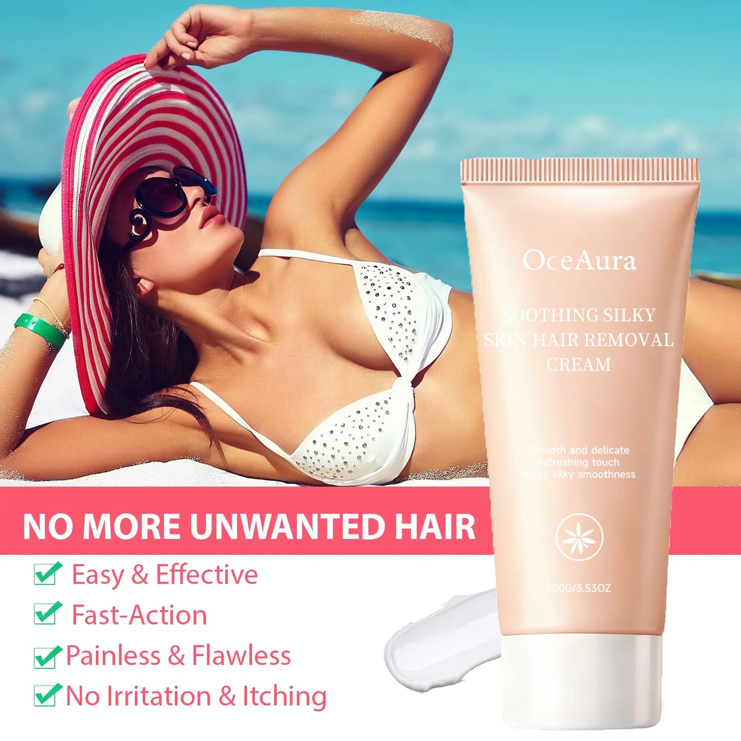 OceAura Gentle Hair Removal Cream 100g – Sensitive Skin Safe
