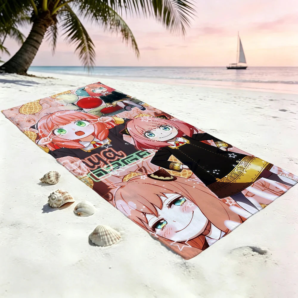 Spy x Family Anya Quick-Dry Beach Towel | Anime Fan Gift Anime Beach Towel Peaceful Pleasures Health and Wellness