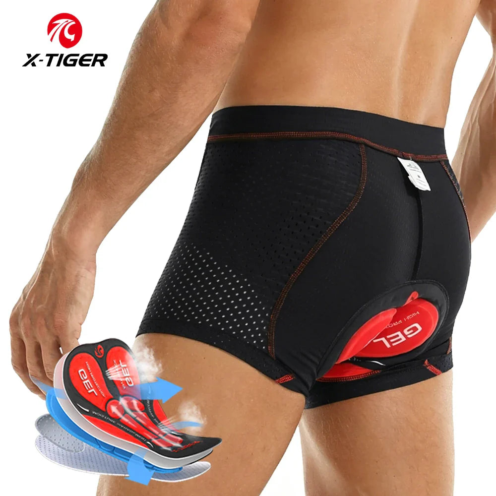 X-TIGER Men's 5D Gel Pad Cycling Shorts – Breathable MTB Boxer