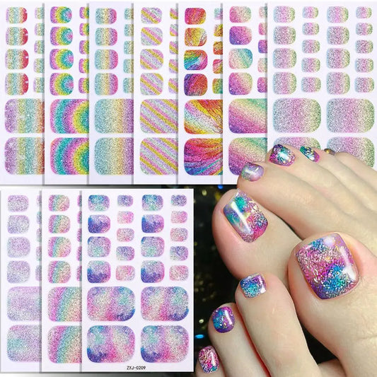 Gradient Glitter Toe Nail Sticker Wraps – Full Cover Gel Nail Decals for Women, Water-Resistant & Easy Apply Peaceful Pleasures Health and Wellness