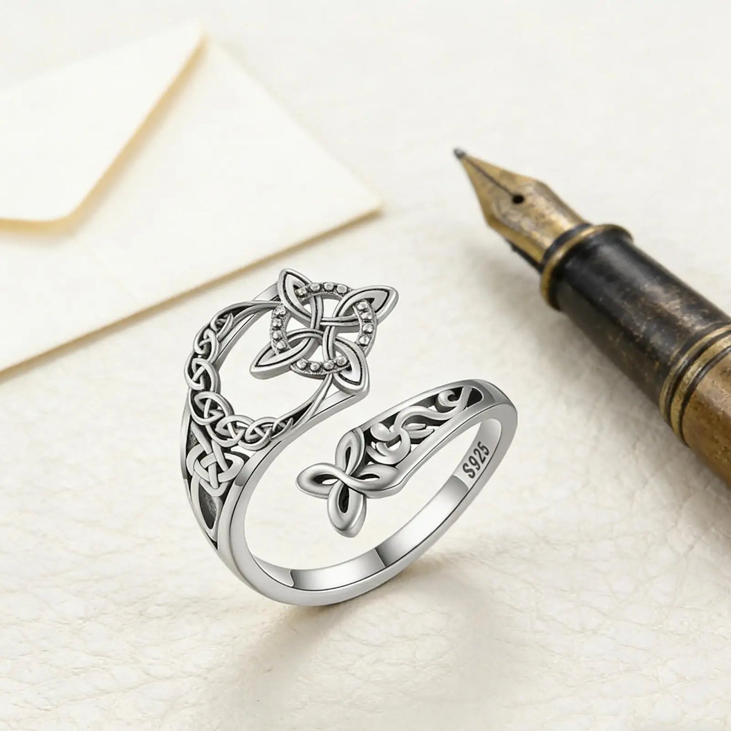 Witches Knot Ring Bohemian Gothic Adjustable Ring Open Statement Knot Jewelry for Women Daily Wedding Travel Commuting Peaceful Pleasures Health and Wellness
