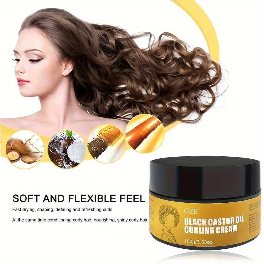 GZE Black Castor Oil Curl Defining Cream – Anti-Frizz 100g Curl Defining Cream Peaceful Pleasures Health and Wellness