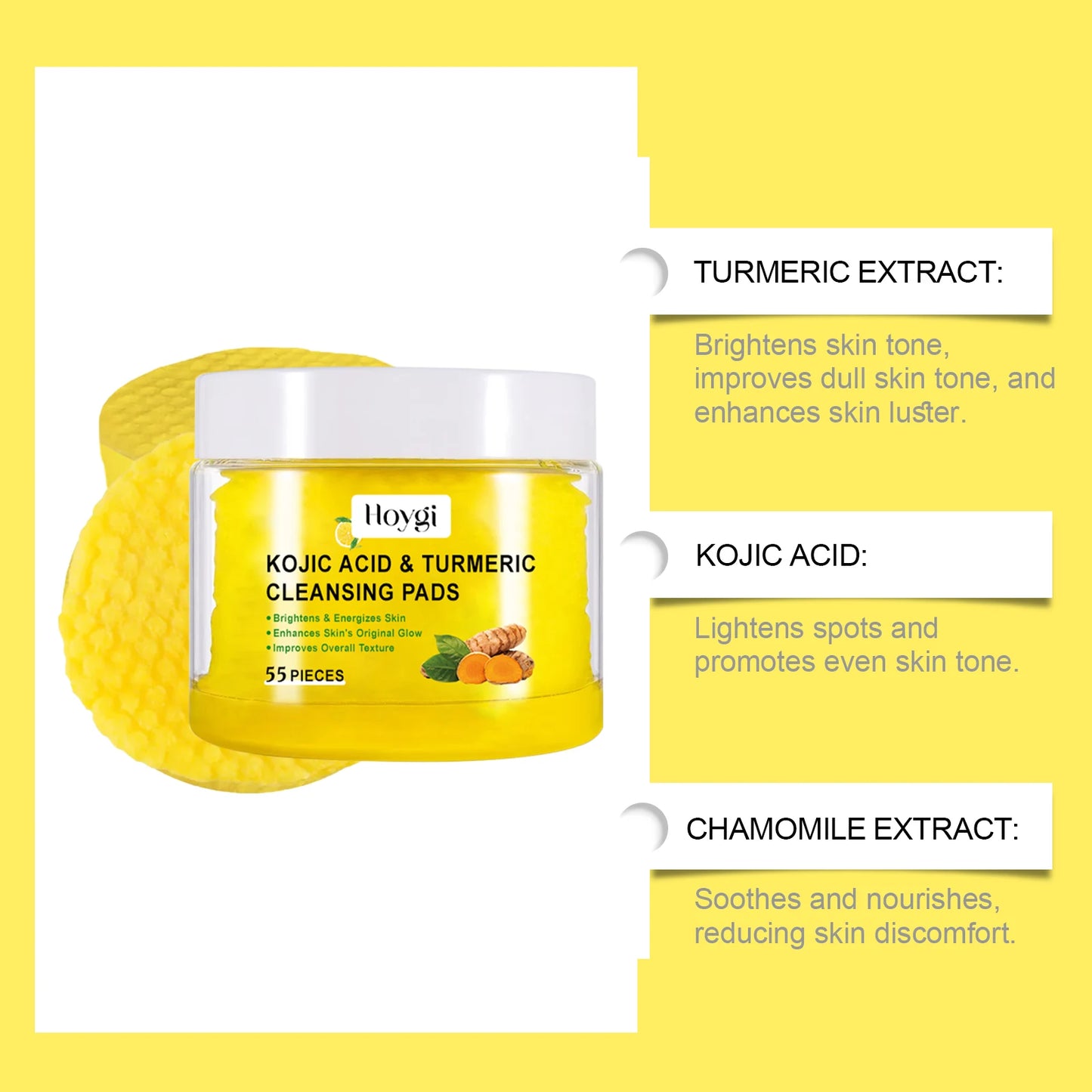 Turmeric Kojic Acid Cleansing Pads – Brighten & Exfoliate Skin