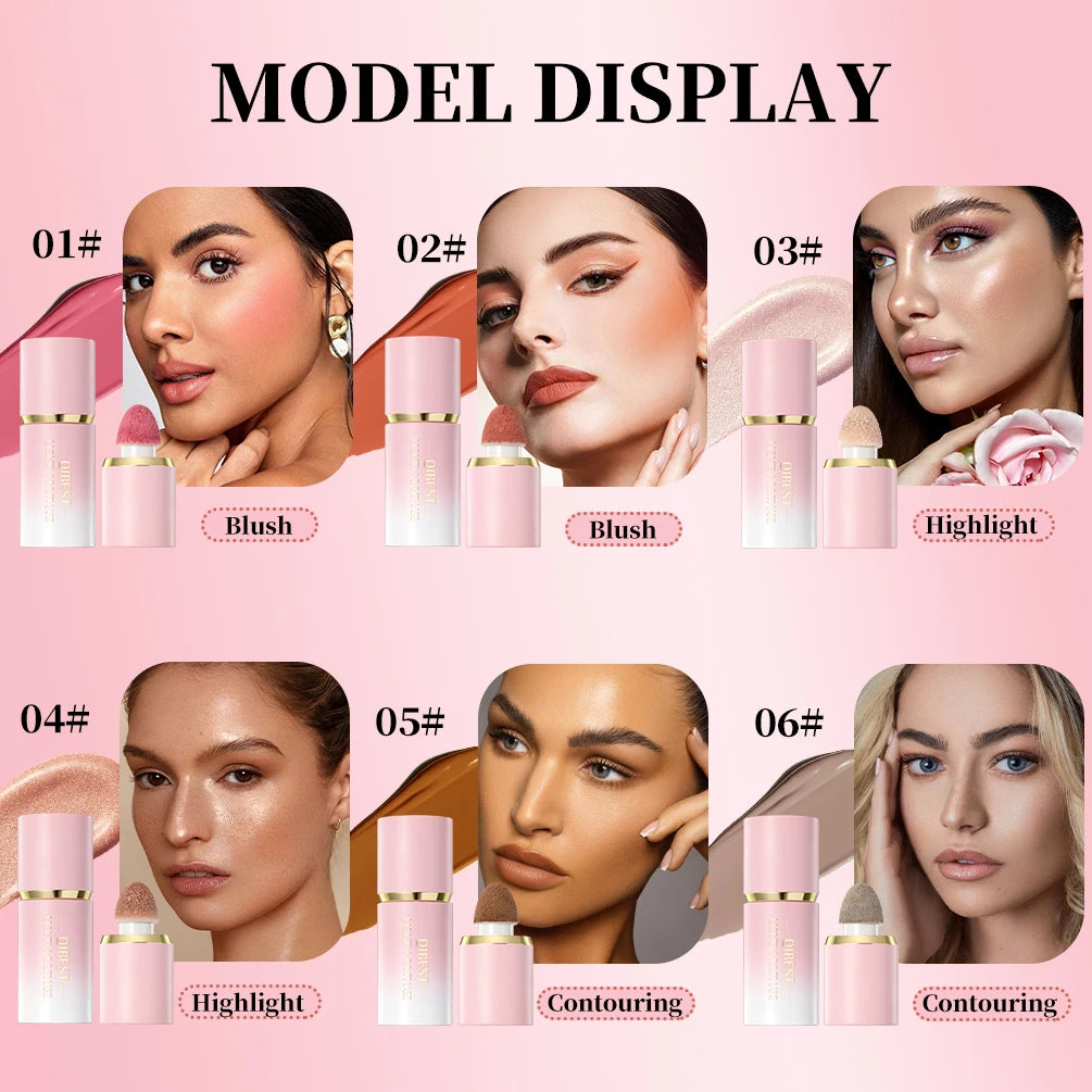 QIBEST Liquid Blush Natural Cream Cheek Eye Tint Blush Multi-use Makeup Stick Liquid Contouring Highlighter Brighten Cosmetics Peaceful Pleasures Health and Wellness