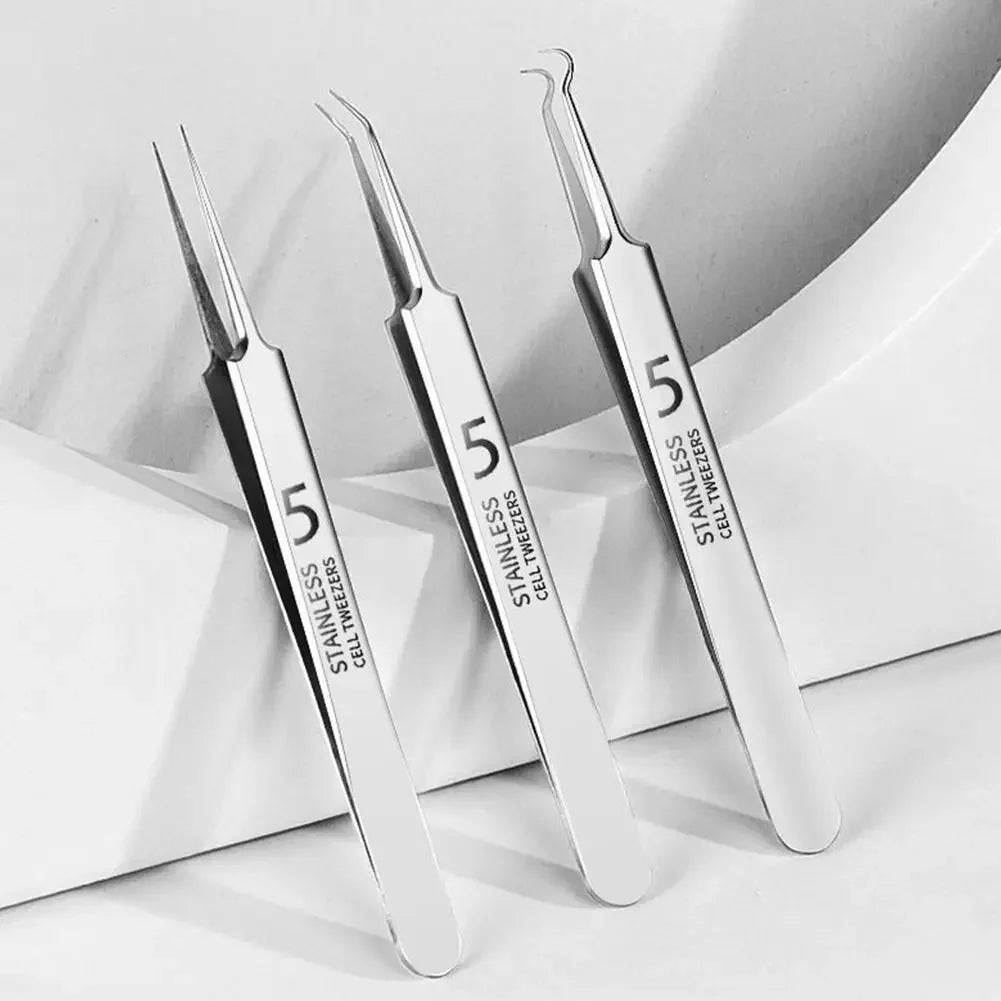 Professional Facial Blackhead Remover Tweezers,3Pcs Precision Pimple Popper Tool Kit for Whitehead Ance Blemishs Comedones Peaceful Pleasures Health and Wellness