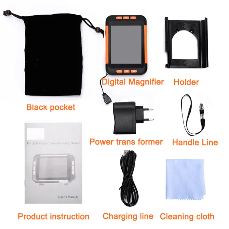 3.5-Inch Hand-Held Electronic Visual Aid Portable Magnifying Glass Reader Elderly Reader 32 Times Magnification Peaceful Pleasures Health and Wellness
