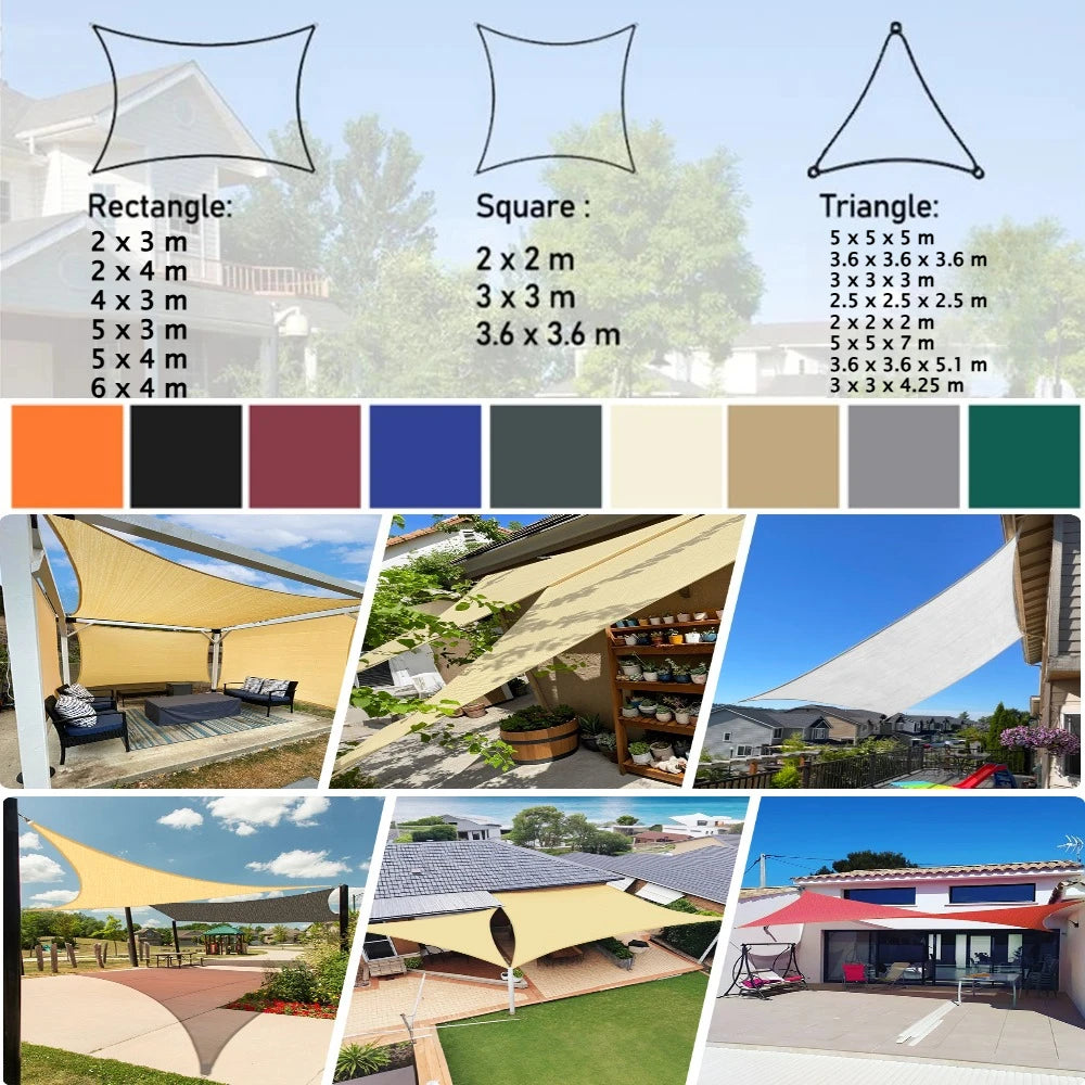 Waterproof Sun Shade Sail | 10 Sizes UV Block Outdoor Canopy