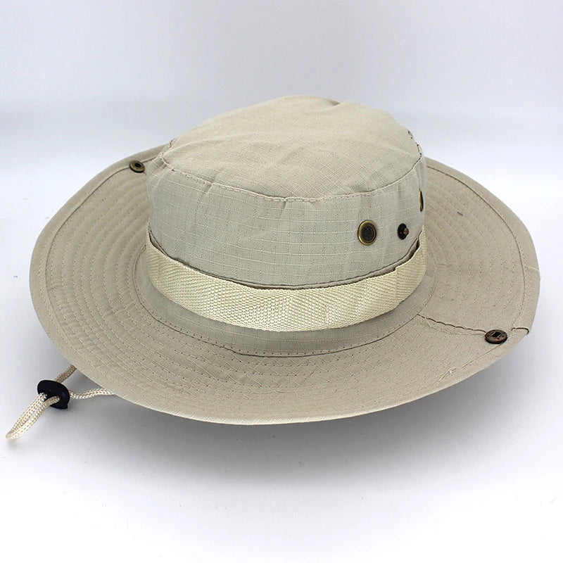 Newest Camouflage Outdoor Fishing Caps Mountaineering Round Boonie Hats Summer Military Camping fisherman Men Sun Protection Hat Peaceful Pleasures Health and Wellness J
