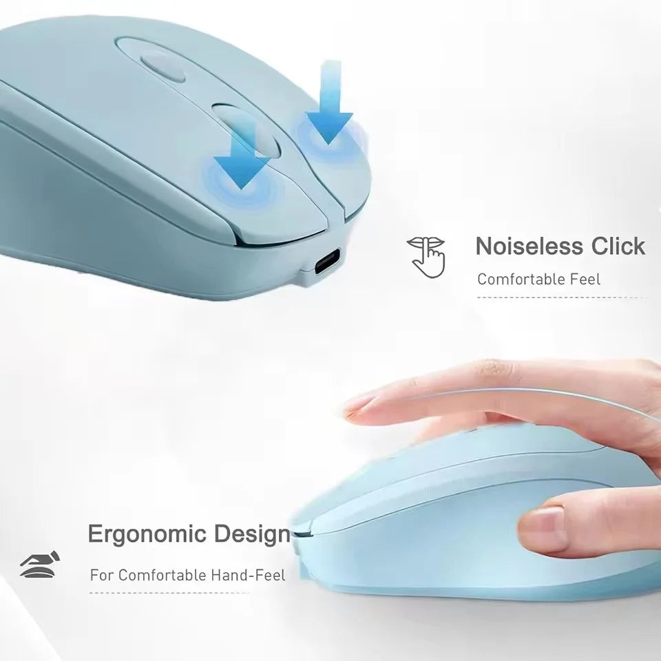 Wireless Computer Mouse Rechargeable 2.4G Bluetooth-Compatible Wireless Mouse USB Silent Gamer Mice For PC Laptop Macbook Tablet Peaceful Pleasures Health and Wellness