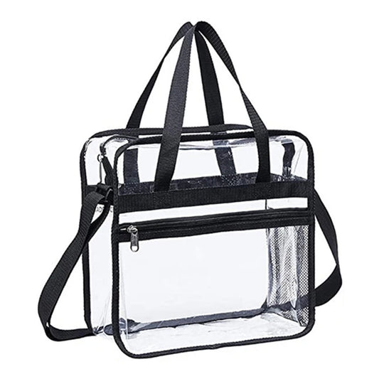 PVC Clear Waterproof Wash Bag Large Capacity Travel Shopping Storage Tote Clutch Peaceful Pleasures Health and Wellness black