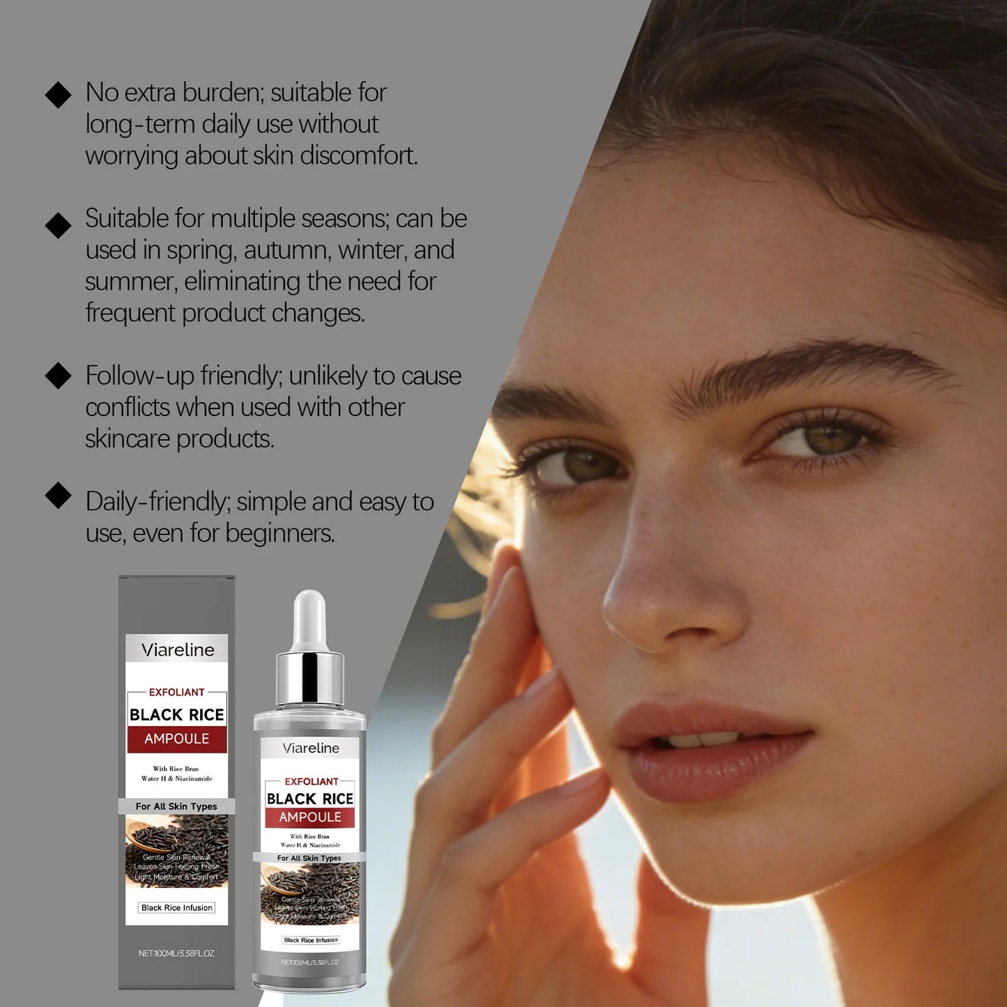 Viareline Black Rice Exfoliating Serum | Pores & Glow 100ml