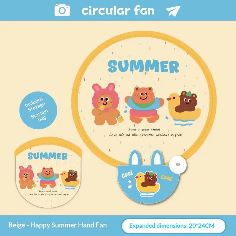 Cute Cartoon Foldable Handheld Fan – Mini Portable Pocket Fan