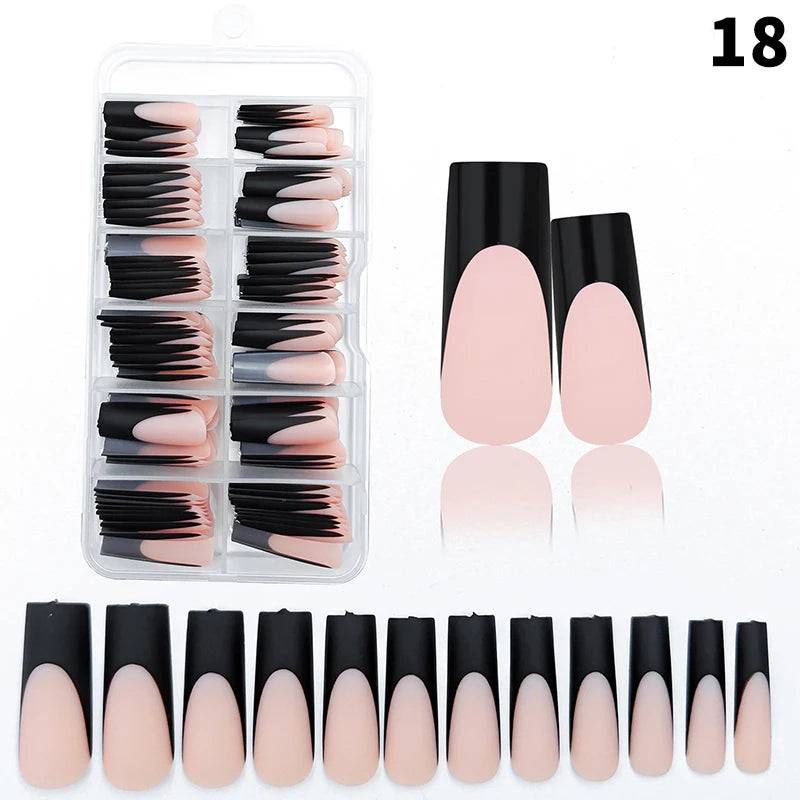 120pcs/box Nude Pink Matte French Press On Nails 12sizes Extra Long Square Full Cover Soft Gel False Nail Tips Nail Extension Peaceful Pleasures Health and Wellness HFSCF